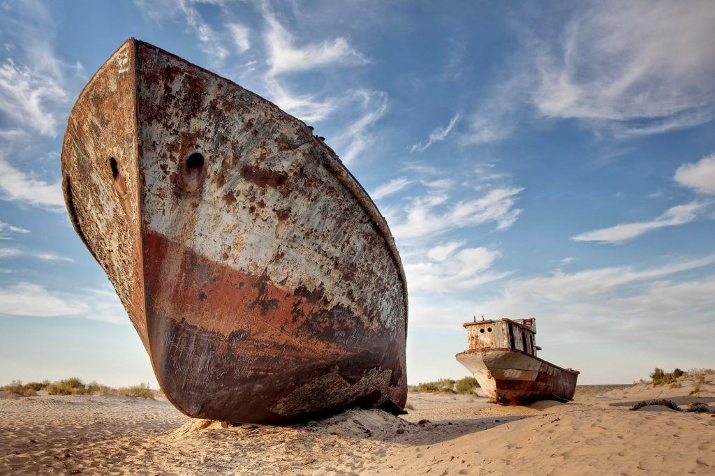 ship graveyard in the Aral Sea